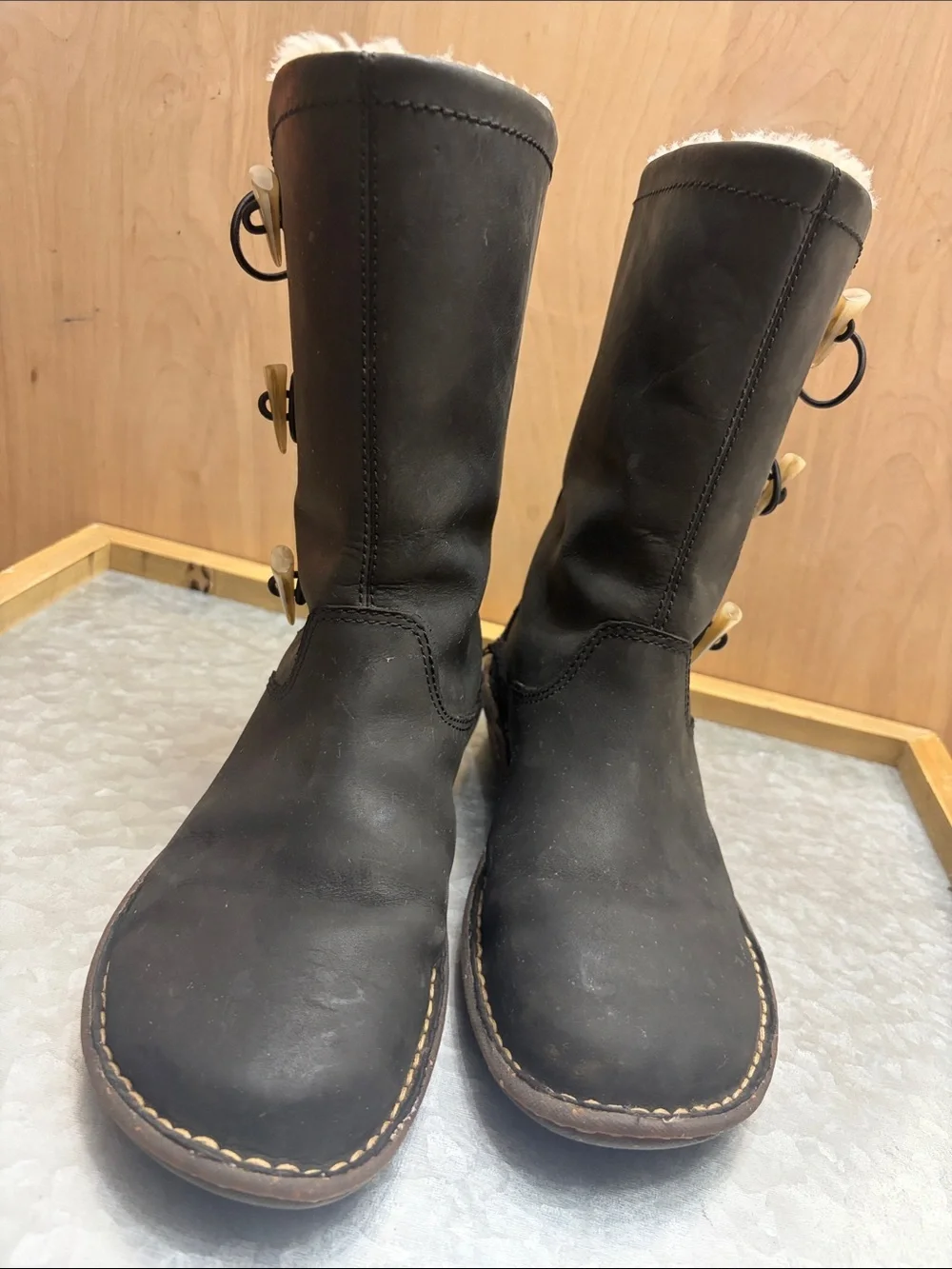 UGG Women's Black Lace-Up Shearling Winter Boots